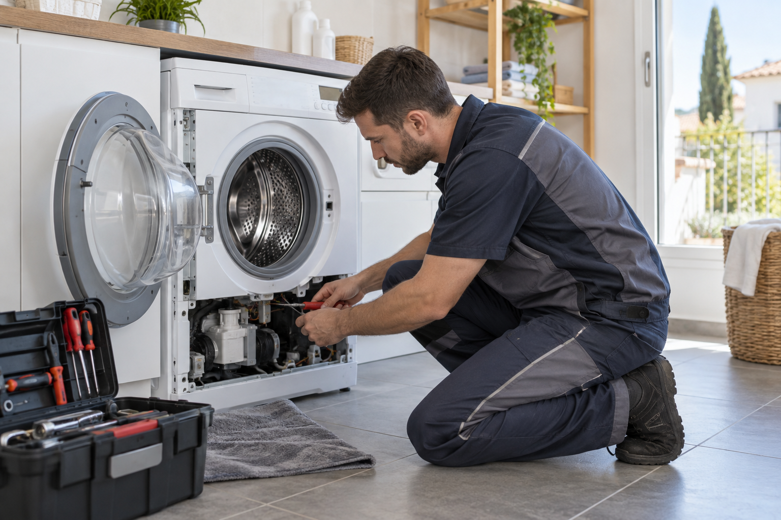 Técnico reparando un electrodoméstico en Olot